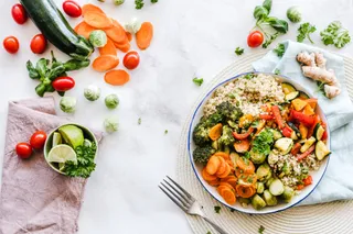 A grand vegetarian feast spread across the table